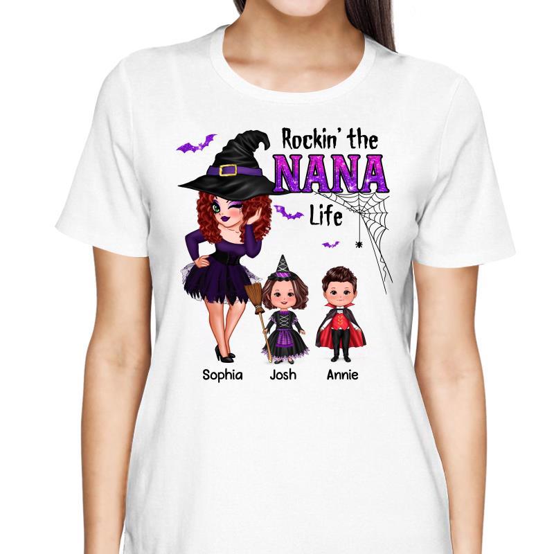 Pretty Grandma Halloween Rockin‘ The Grandma Mom Auntie Life Personalized Shirt