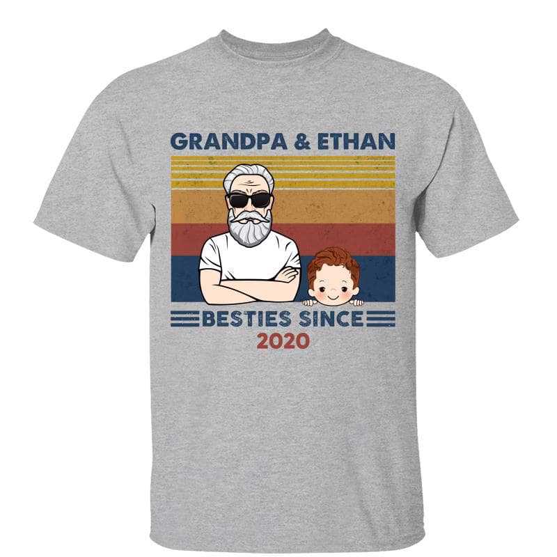 Grandpa And Granddaughter Grandson Besties Since Personalized Shirt