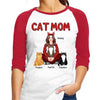 Cat Mom Red Pattern Pretty Woman & Fluffy Cat Personalized Shirt