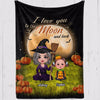 Halloween Grandma And Grandkids Love You To The Moon And Back Personalized Fleece Blanket