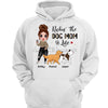 Rockin‘ The Dog Mom Life Leopard Walking Dog & Doll Girl Personalized Hoodie Sweatshirt