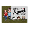 Doll Couple Standing Kids Dogs Cats Home Sweet Home Personalized Doormat