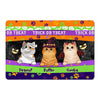 Halloween Pattern Stripes Fluffy Cats Personalized Doormat