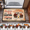 Camping Couple Back View Under Fall Season Tree Personalized Doormat