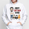 Best Cat Dad Ever Fluffy Cat Caricature Personalized Hoodie Sweatshirt