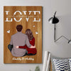 Back View Couple Sitting Love Text Personalized Vertical Poster