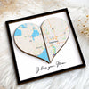 Long Distance Map Heart Gift For Mom Couple Family Personalized 2-Layer Wooden Plaque