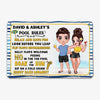 Summer Couple Pool Rules Yellow Blue Personalized Metal Sign