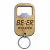 Beer O‘clock Funny Father’s Day Gift For Dad Grandpa Wooden Bottle Opener Keychain