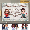 Floral Doll Couple Sitting Home Sweet Home Personalized Horizontal Poster