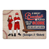 A Baseball Player And The Score Of His Life Live Here Personalized Doormat