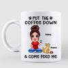 Put The Coffee Down And Feed Us Funny Cartoon Cats Personalized Mug
