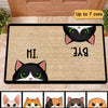 Hi Bye Half Face Cats Personalized Doormat