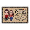 Couple Sitting Hearts Personalized Doormat