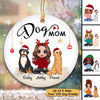 Dog Mom Doll Girl Sitting Christmas Personalized Circle Ornament