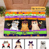 Halloween Pattern Stripes Fluffy Cats Personalized Doormat