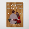 Back View Couple Sitting Love Text Personalized Vertical Poster