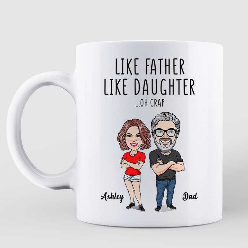 Like Father Like Daughter Funny Cartoon Caricature Personalized Mug