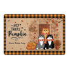 Hey Pumpkin Cat Lover Funny Autumn Gift Personalized Doormat