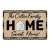 Family Name Home Sweet Home Map Personalized Doormat