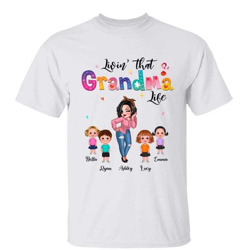 Living That Grandma Life Pretty Girl Gift For Grandma Personalized Shirt