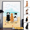 Sitting Dog Back View At Beach Personalized Vertical Poster