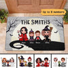 Halloween Family Sitting On Cliff Personalized Doormat