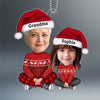 Cute Grandma Granddaughter Grandson Crossed Leg Custom Face Photo Personalized Acrylic Ornament