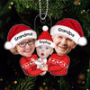 Doll Grandma Grandpa Hugging Kid Custom Face Photo Christmas Gift For Granddaughter Grandson Personalized Acrylic Ornament
