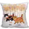 Fall Season Treeline Walking Cats Personalized Pillow (Insert Included)