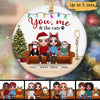 You Me & The Cats On Sofa Christmas Personalized Circle Ornament