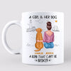 Woman & Dog Sitting On Beach Simple Sketch Personalized Mug