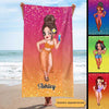 Summer Pretty Woman Colorful Gradient Personalized Beach Towel