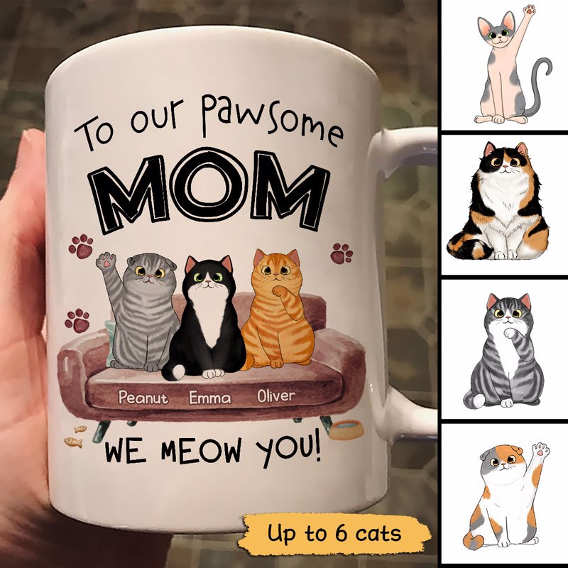 Cats Meow Pawsome Custom Cat Mom Life Personalized Mug