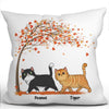 Fall Season Walking Fluffy Cat Under Tree Personalized Pillow (Insert Included)