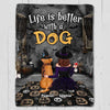 Halloween Better With Dogs Woman & Dog Back View Personalized Fleece Blanket