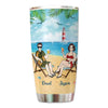 Summer Couple Sitting At Beach Personalized Tumbler