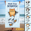 Made From Scratch Fluffy Cat Personalized Beach Towel