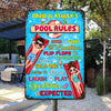 Doll Couple Floating Pool Rules Welcome Personalized Metal Sign