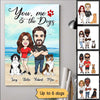 You Me & The Dogs Caricature Couple Cute Sitting Dog Personalized Vertical Poster