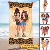 Leopard Pretty Bestie Personalized Beach Towel