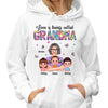 Love Is Being Called Grandma Mom Auntie Pretty Woman Holding Kids Personalized Shirt