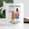 Woman & Dog Sitting On Beach Simple Sketch Personalized Mug