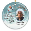 Always With You Memorial Snowy Robin Bird Photo Personalized Circle Ornament