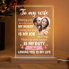 To My Wife Missing You Is My Hobby Photo Personalized LED Night Light Acrylic LED Lamp