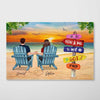 Beach Landscape Back View Couple Sitting Personalized Horizontal Poster