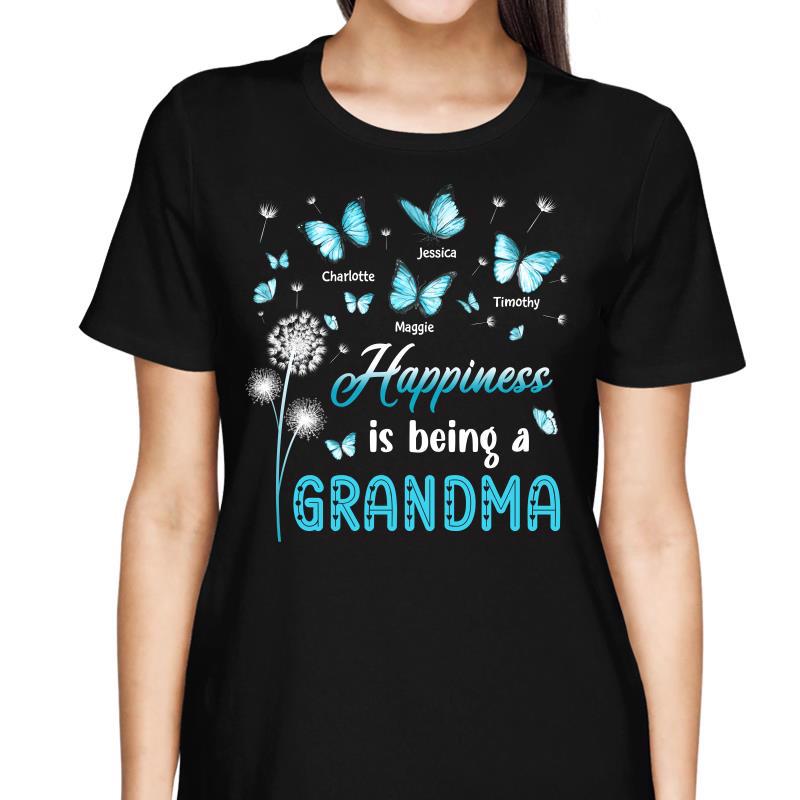 Happiness Is Being Grandma Blue Dandelion Personalized Shirt