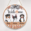 Welcome Fall Season Cute Dogs Personalized Door Hanger Sign