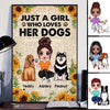 Sunflowers Old Paper Girl Loves Dogs Personalized Vertical Poster