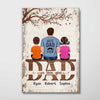 Dad And Kids On Text Wooden Personalized Vertical Poster